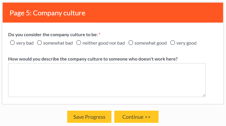 Formsite survey question