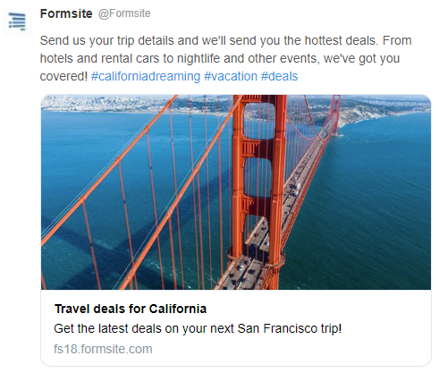 Formsite social media sharing example