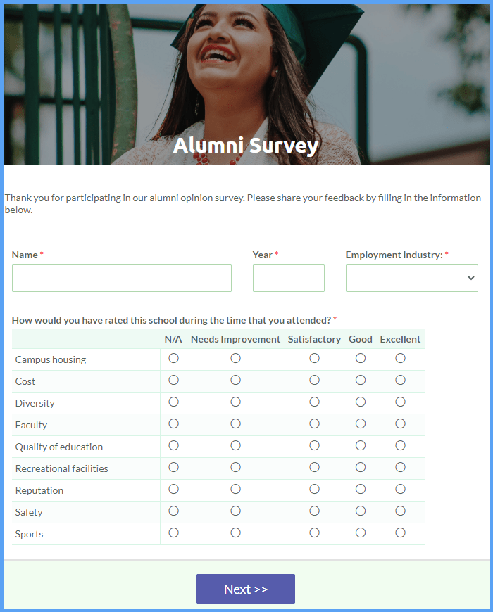 Alumni Survey Template Formsite