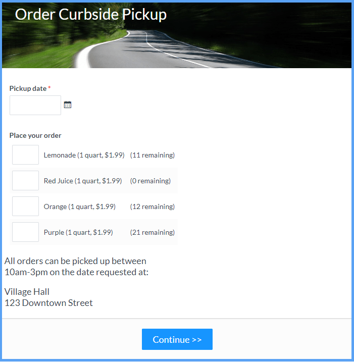Curbside Pickup Order Form Templates