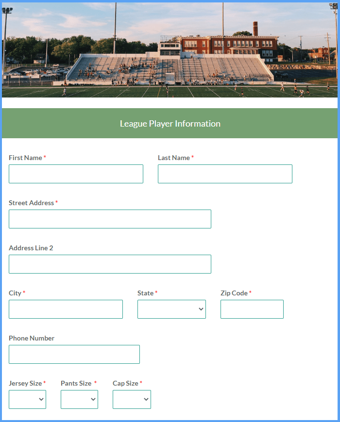 League Signup Form Templates