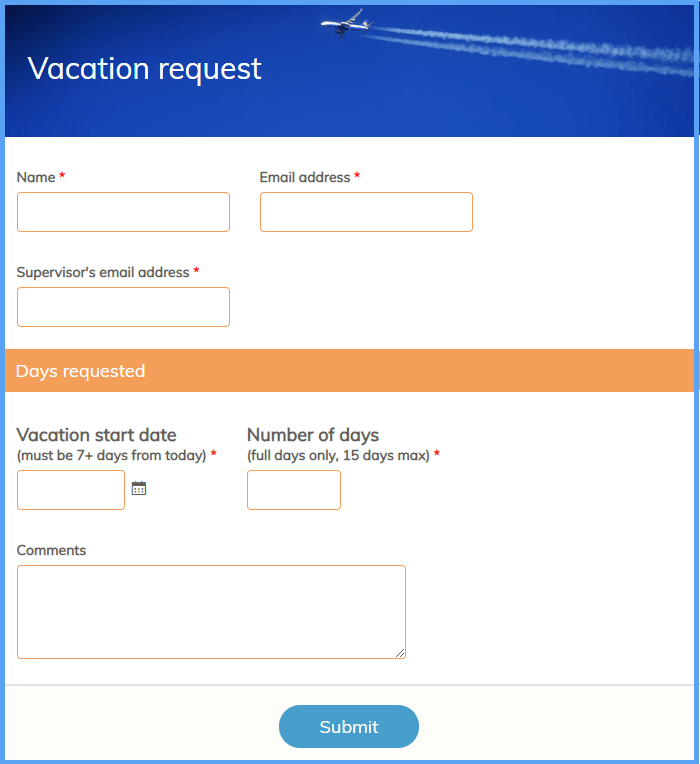 Vacation Request Form Template Formsite