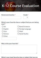 K12 Course Evaluation Form