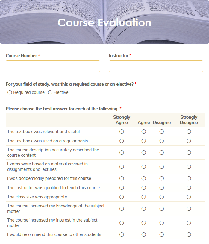 Course Evaluation Forms Templates Formsite Course Evaluation Forms Templates Formsite