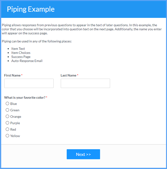 Piping Example Templates