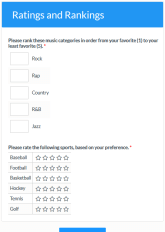 Rating / Ranking Example Forms & Templates | Formsite