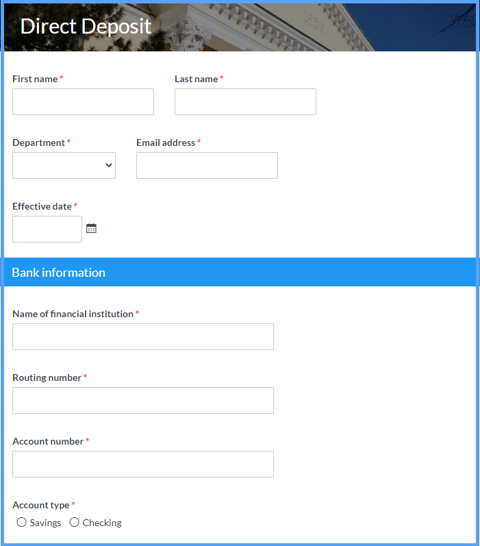 Direct Deposit Form Templates