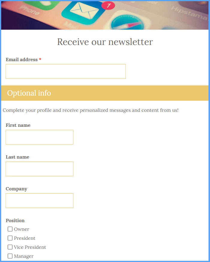 Newsletter Signup Form Template Formsite