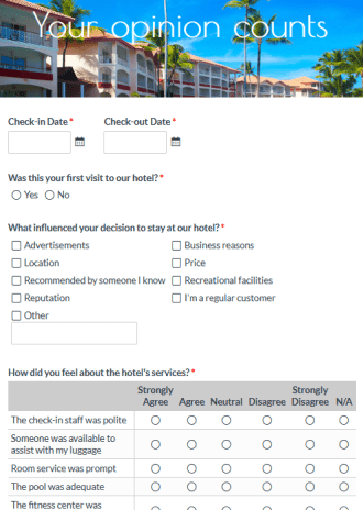 travel agent survey form