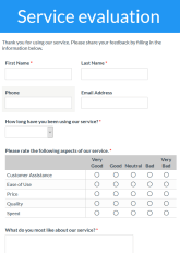General Service Evaluation Form