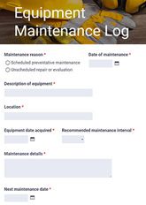 Equipment Maintenance Log Form