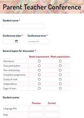 Parent Teacher Conference Form