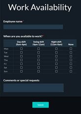 Work Availability Form