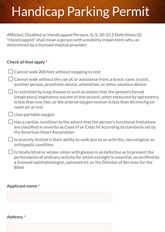 Handicap Parking Permit Form