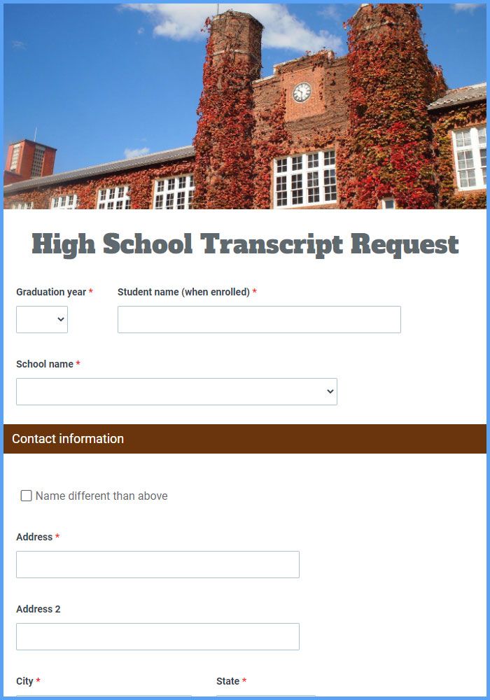 High School Transcript Request Forms