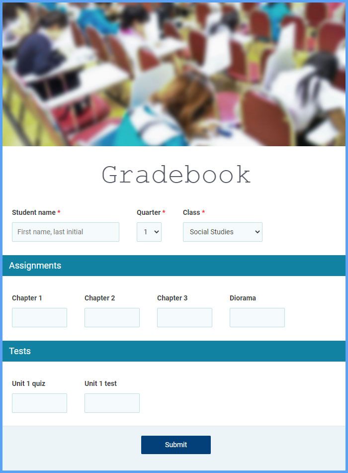 Online Gradebook Forms