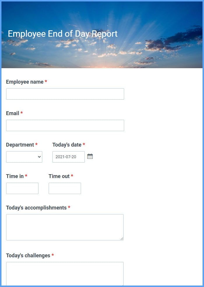 End Of Day Email Template