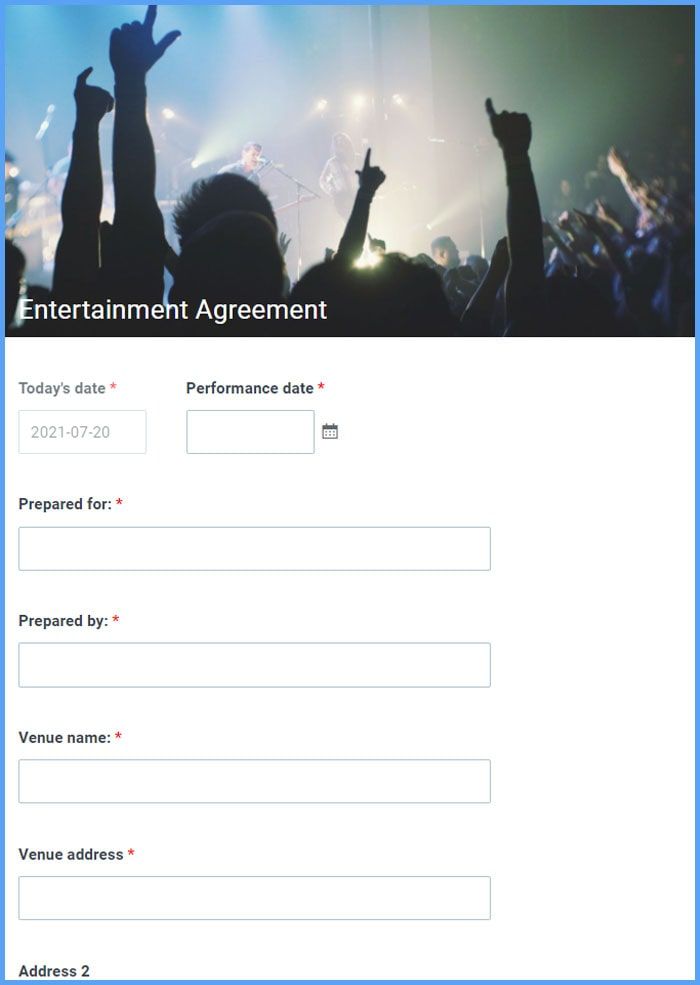Entertainment Agreement Forms