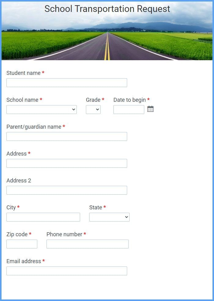 School Transportation Request Forms