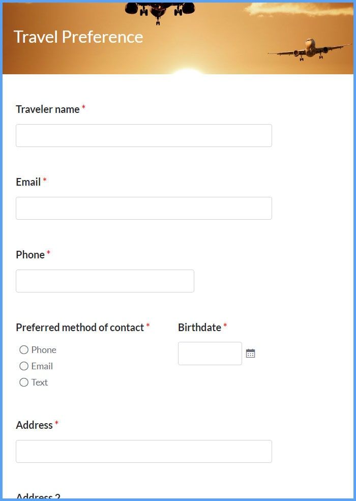 Travel Preference Forms
