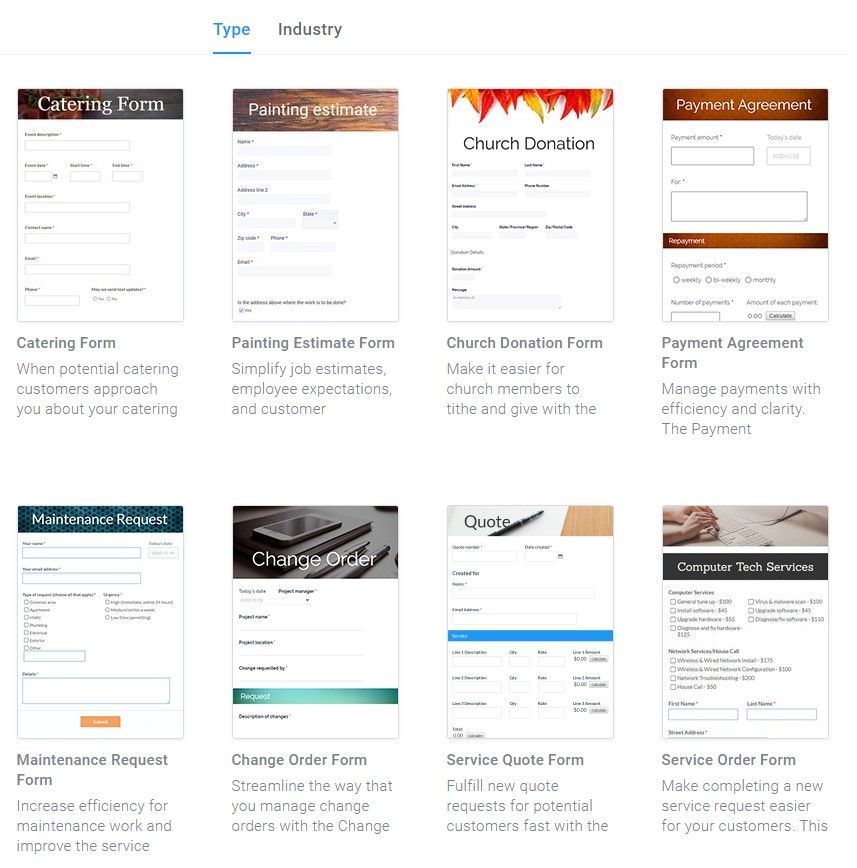 Formsite Stripe order forms templates