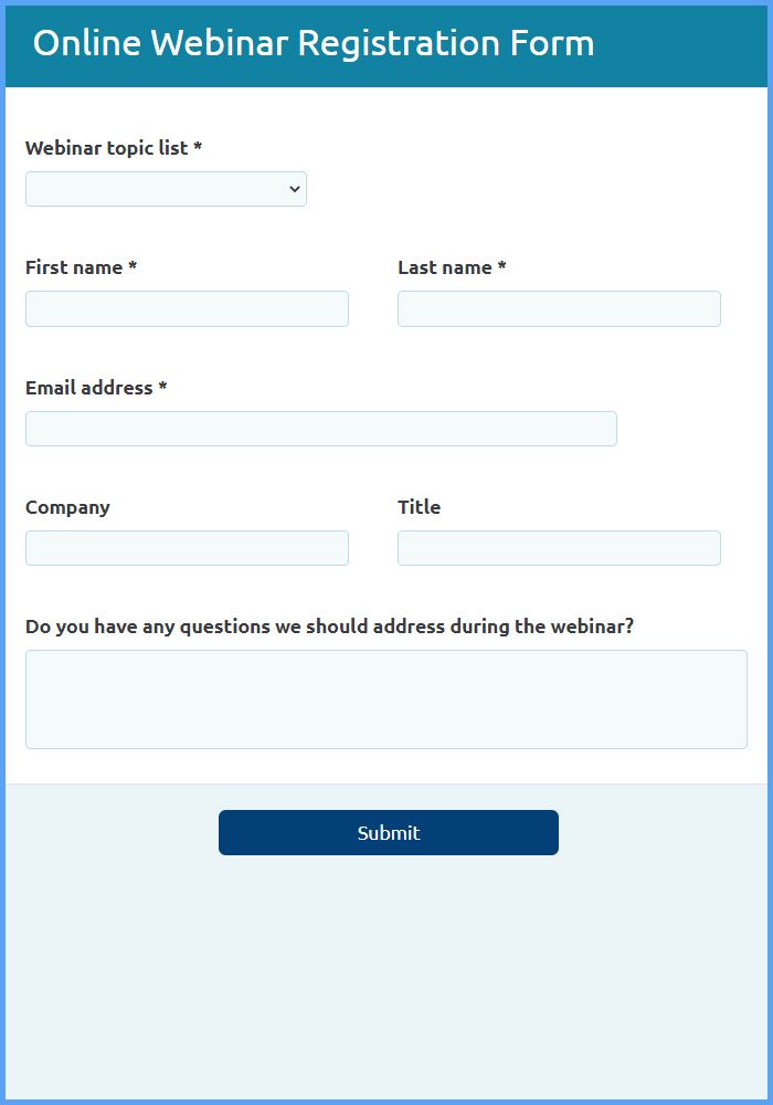 Webinar Registration Form Template