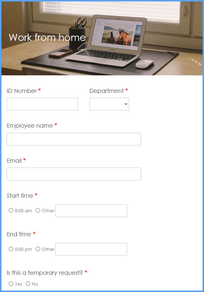 Work From Home Request Form Template Formsite