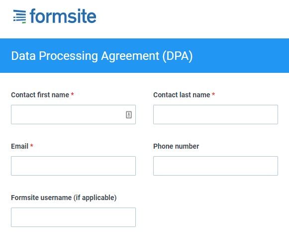 Formsite uses DocuSign DPA request form
