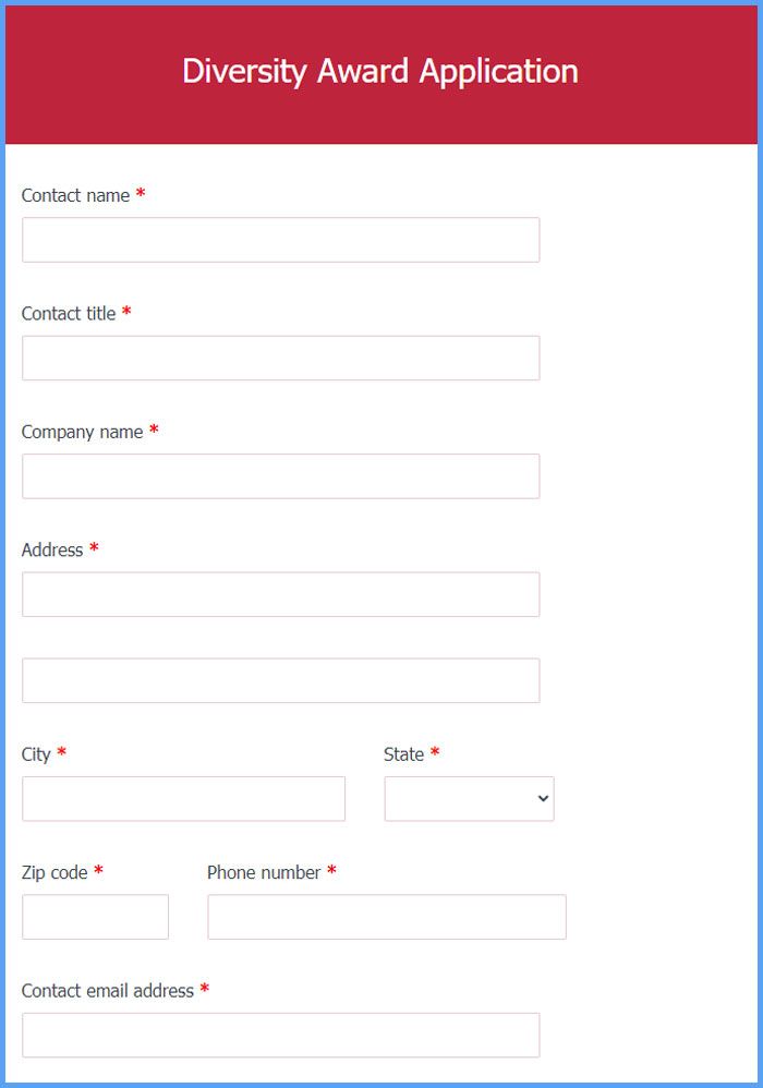 Diversity Award Application Form Template Formsite
