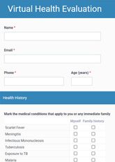 Virtual Health Evaluation Form