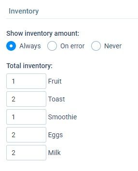 Formsite fitness tracking inventory example