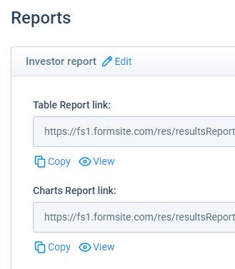 Formsite report documents results