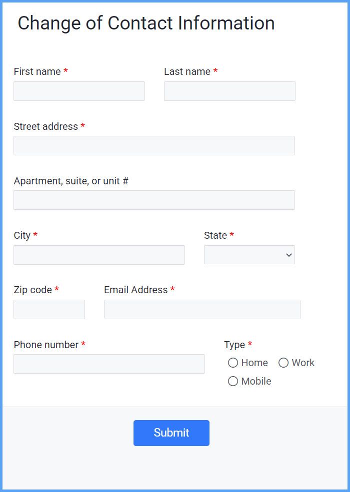 Change of Contact Information Forms