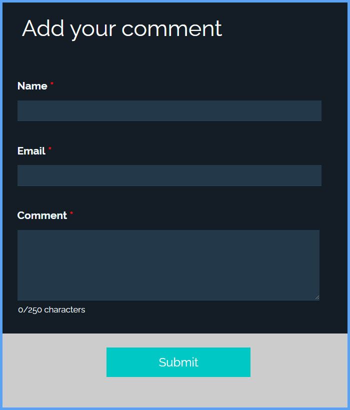 Online Comment Form Template Formsite