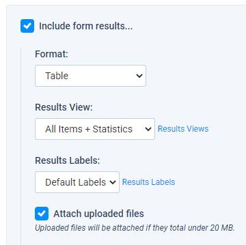 Formsite file attachments settings