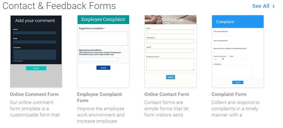 Formsite website email form templates