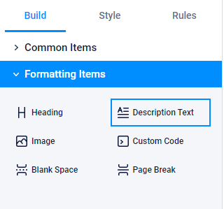 Formsite Description Text form editor