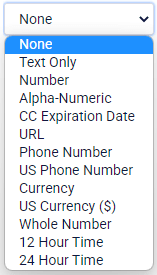 Formsite validation patterns settings