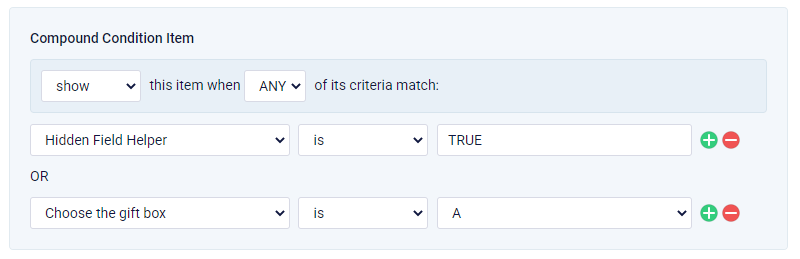 Formsite compound conditions Hidden Field helper