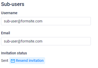 Formsite invite Sub-users settings