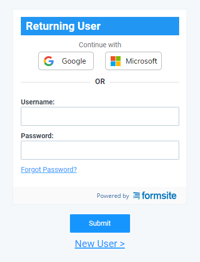 Formsite update results social login