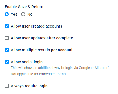 Formsite save with Microsoft settings
