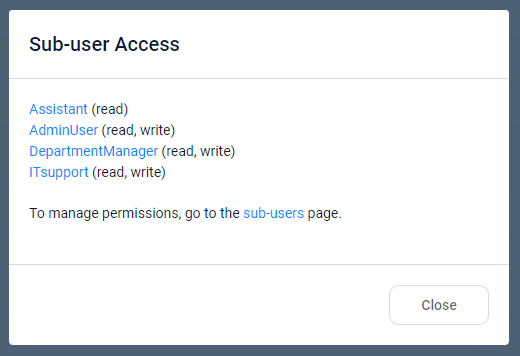 Formsite Sub-user access message example