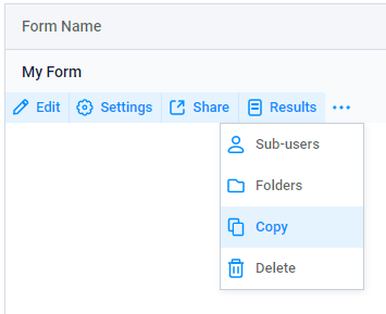 Formsite copy form menu