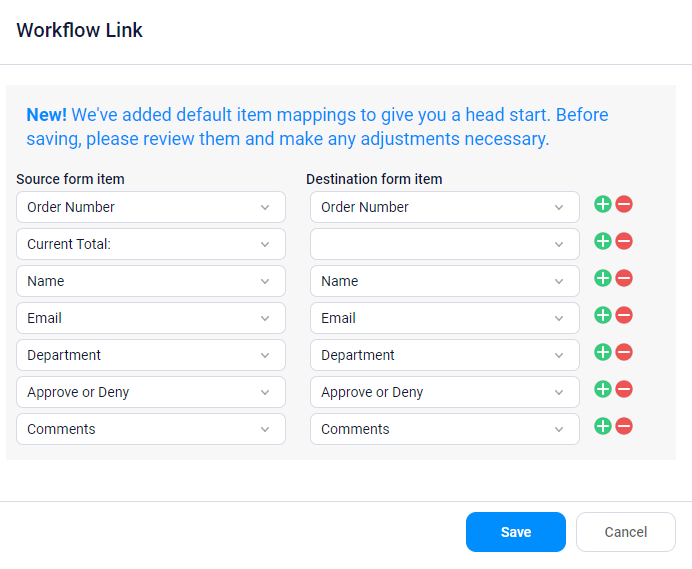 Formsite Workflow auto-mapping settings