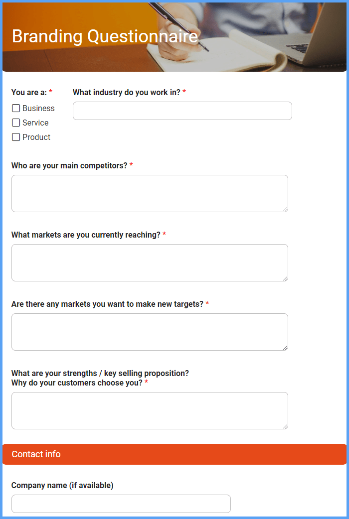 Branding Questionnaire Form