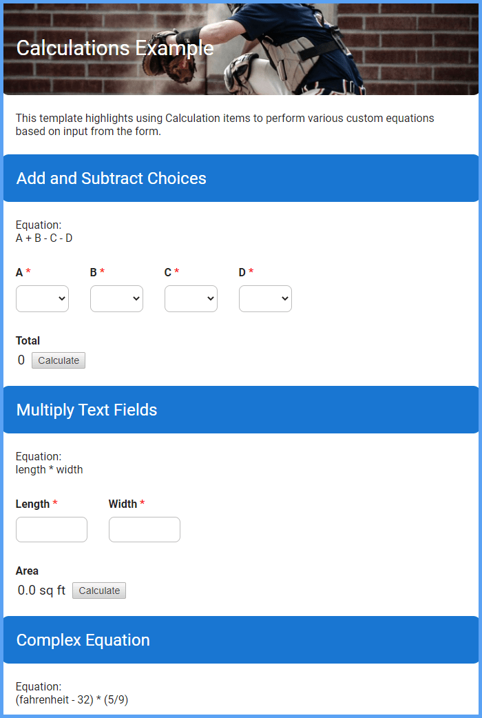 Calculations Demo Form
