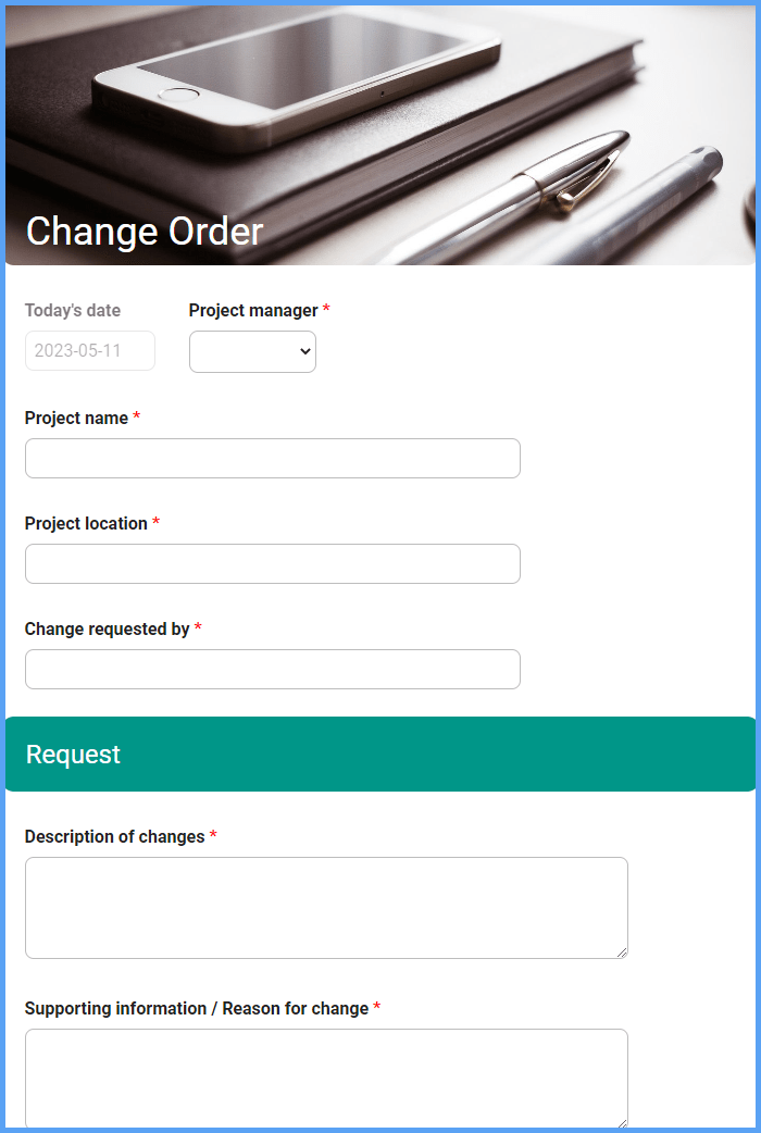 Change Order Form