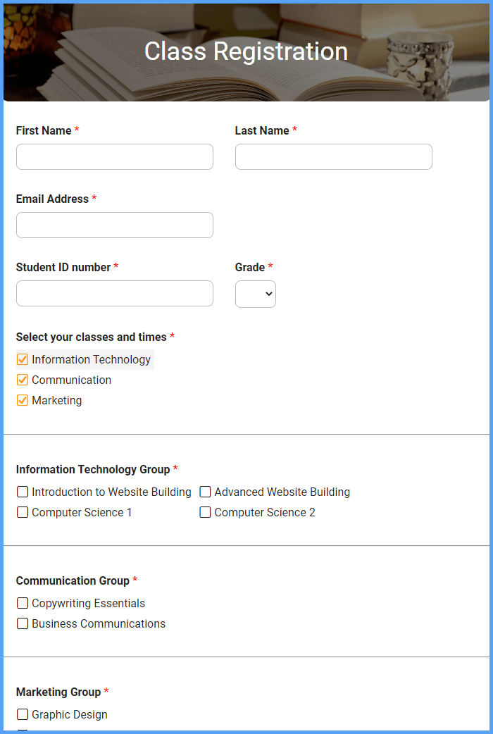 Class Registration Form