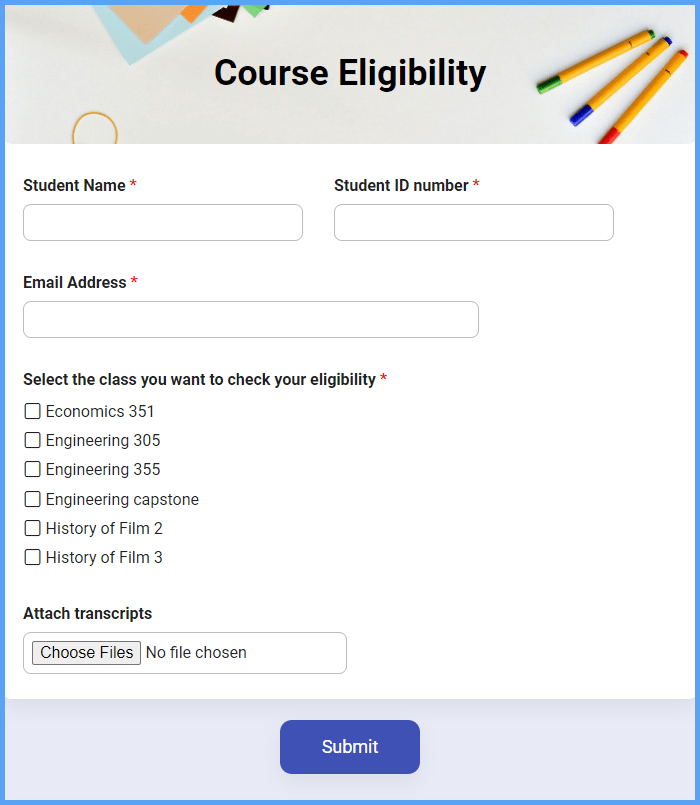 Course Eligibility Form